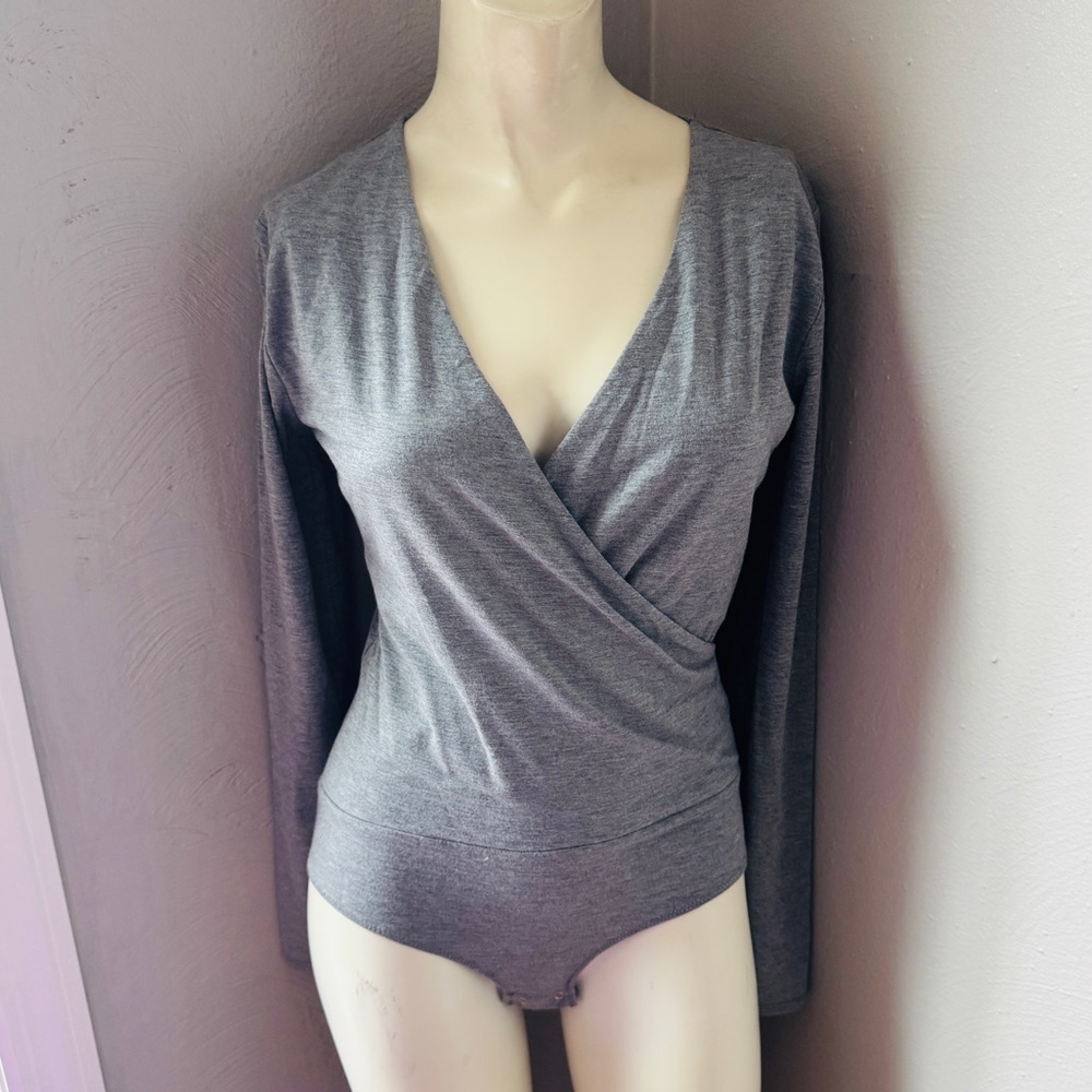 Jcrew gray long sleeve bodysuit size small